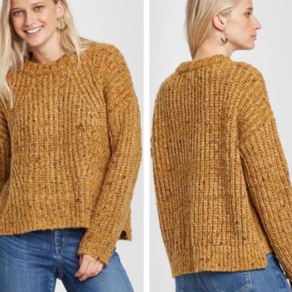 Universal Thread Sweaters - Flecked Mustard Yellow Chunky Knit Sweater